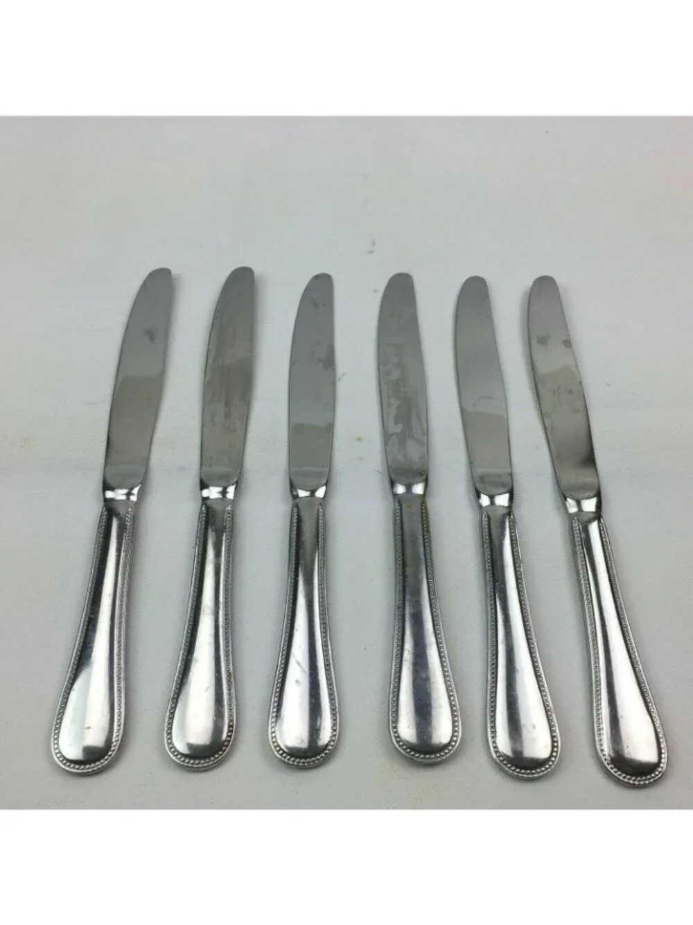 6 Dinner Knives Thell Cellar Silver Serrated Stainless